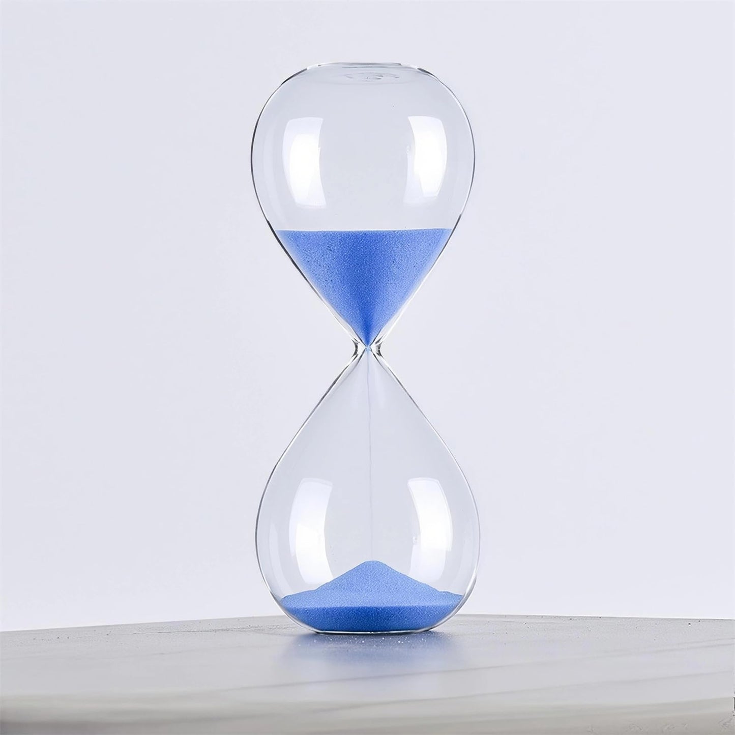 Falytemow Hourglass Sand Timer Glass Sand Timer Egg Hourglass for Kitchen Brushing Teeth School Teaching (Blue, 60 Minutes)