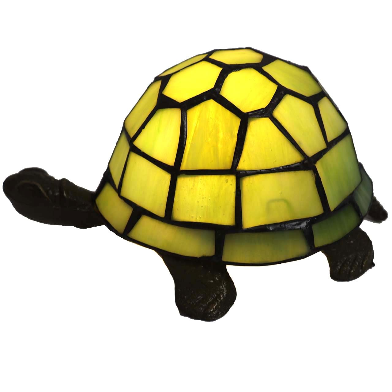 Bieye L10691 Tortoise Tiffany Style Stained Glass Accent Table Lamp Night Light for Bedside Living Room Bedroom (Light Green)