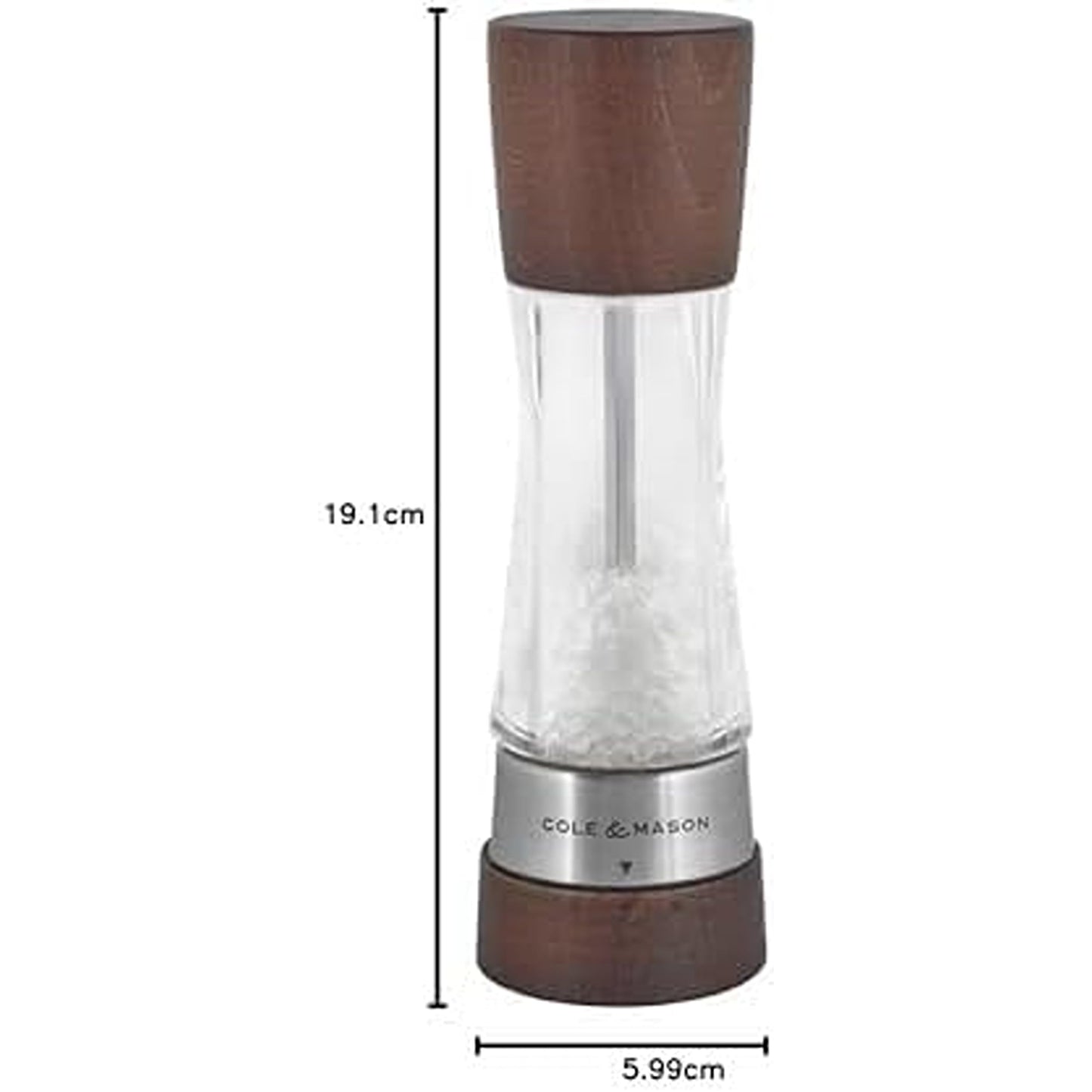 Cole & Mason Derwent Salt Mill - Gourmet Precision Salt Grinder - Refillable Seasoning and Spice Tools - Adjustable Seat, Himalayan and Kosher Salt Grinder Settings - Forest Wood