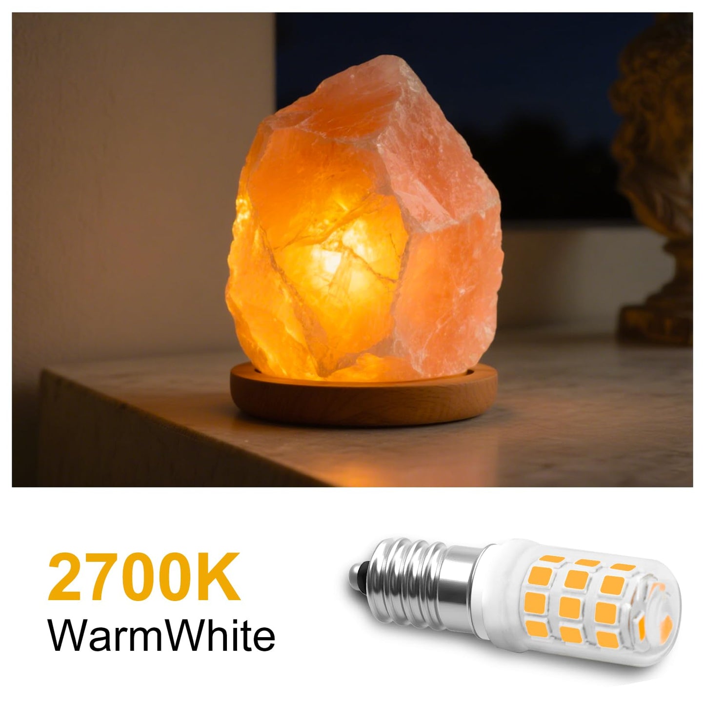 Megereet E12 LED Candelabra Base Night Light Bulb 1 Watt Equivalent 10W 15W, AC120V 2700K Warm White C7 E12 Small Bulbs for Salt Lamp Appliance Bulb Decorative String Lights, 4 Pack