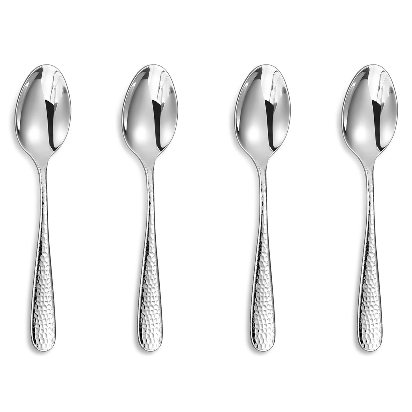 KEAWELL Premium 4-Piece Louise Hammered Spoons Set, 18/10 Stainless Steel, Set of 4, Fine Spoon Set with Round Edge, Dishwasher Safe (5.6" Small Spoons)