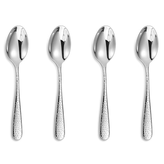 KEAWELL Premium 4-Piece Louise Hammered Spoons Set, 18/10 Stainless Steel, Set of 4, Fine Spoon Set with Round Edge, Dishwasher Safe (5.6" Small Spoons)