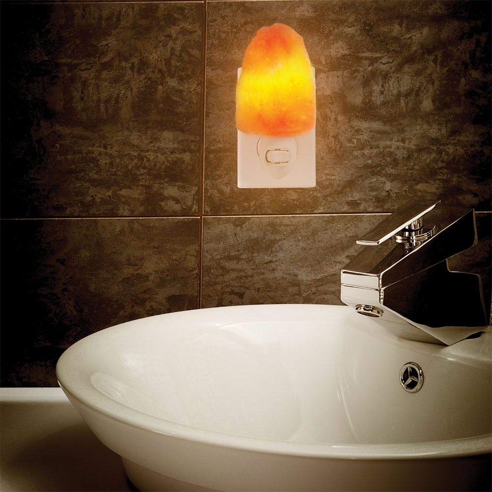 Pure Himalayan Salt Works 100% Natural Himalayan Night Light, Natural Cut Salt Stone with 360° Rotating Wall Plug, Includes Night Light Bulb, 2” Round x 3.9” H