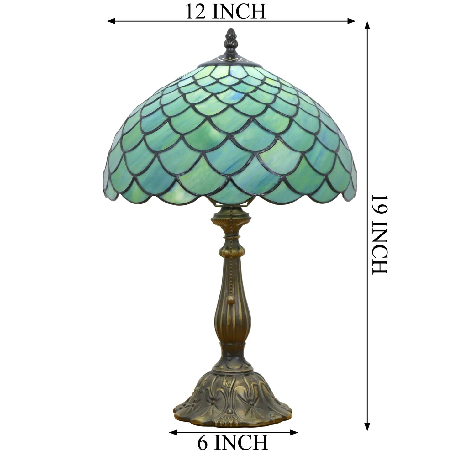 WFAYNTIFL Tiffany Table Lamp Stained Glass Fishscale Style W12H19 Inch