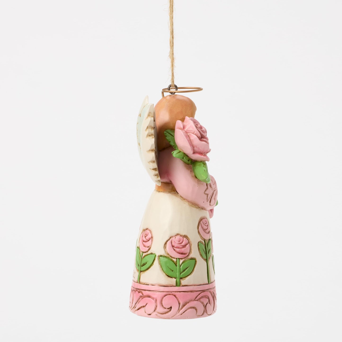Enesco Jim Shore Heartwood Creek Angel Holding a Rose Hanging Ornament, 4.5 Inch, Multicolor