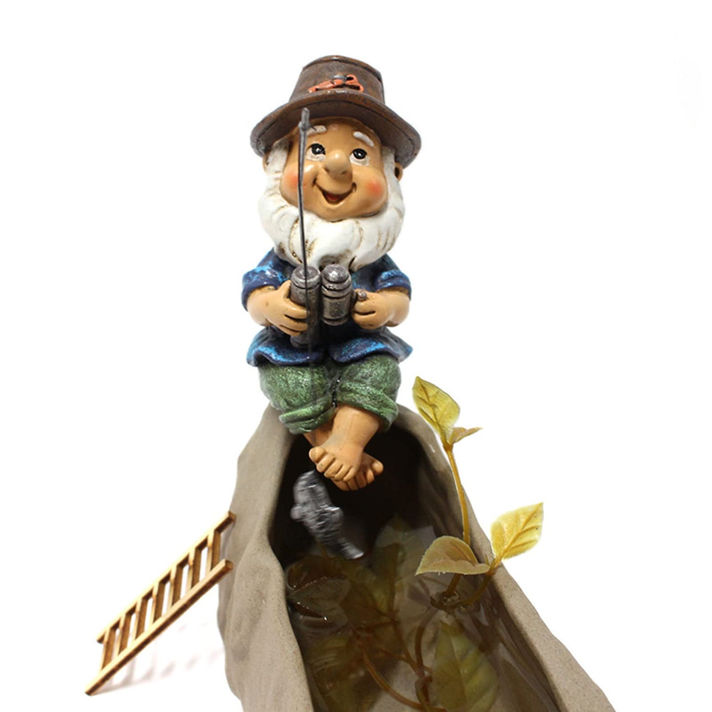 LiebeWH Fishing Gnome Sitter Garden Statue Resin Lawn Decor for Outdoor Decoration Shelf Pond and Waterfalls Ornament Dwarf Sculpture