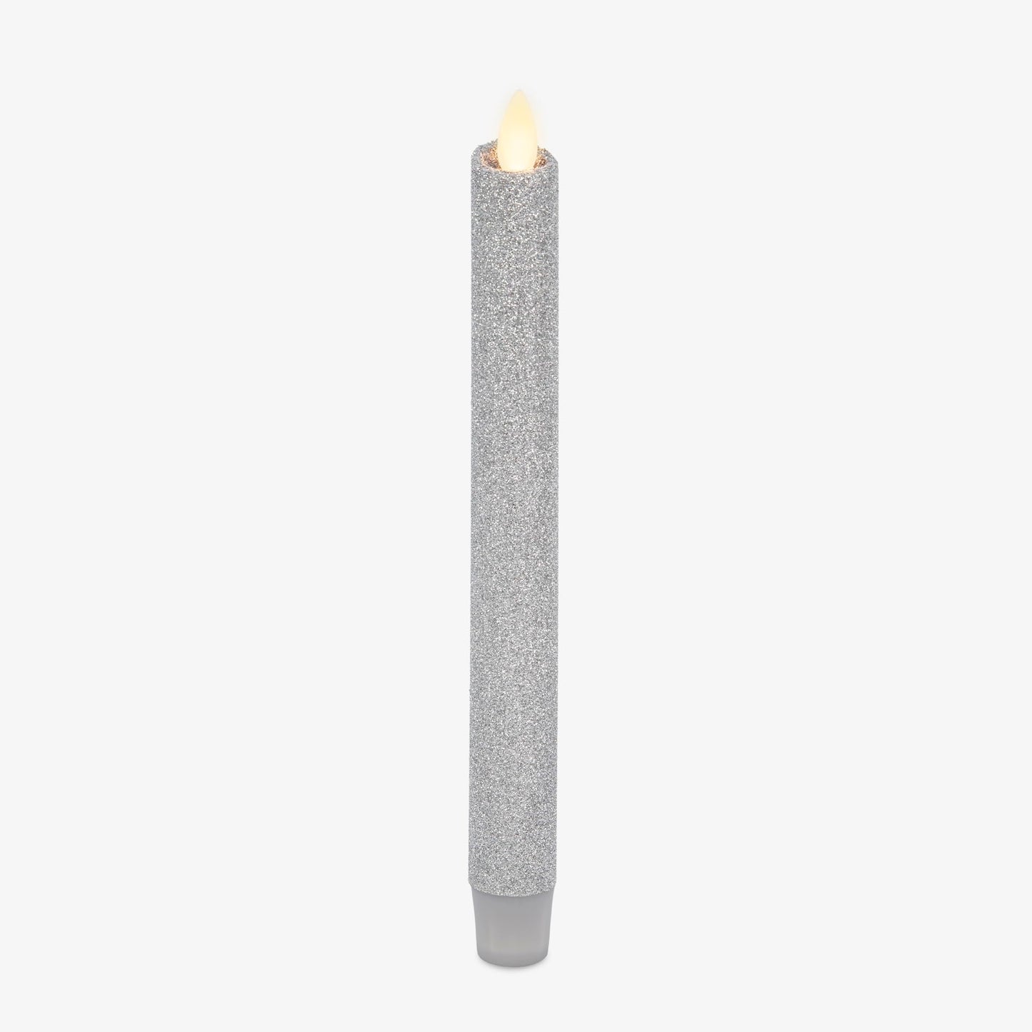 Luminara Brilliant Silver Glitter Flameless Candle Moving Flame LED Taper - 1" x 9.5"