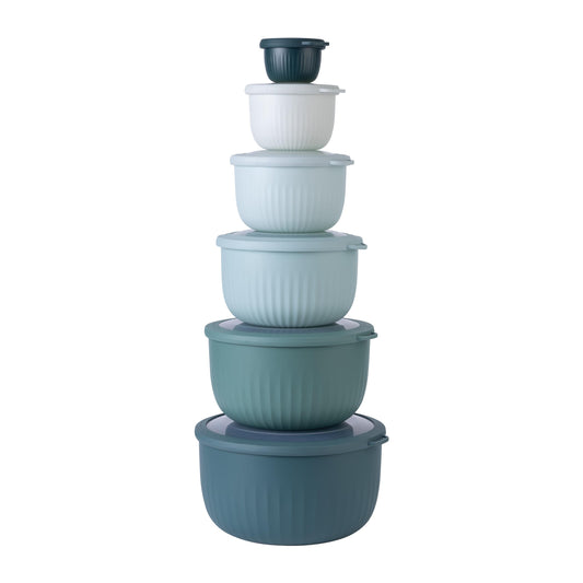 COOK WITH COLOR Prep Bowls with Lids- Wide and Deep Nesting Plastic Small Mixing Bowl Set with Lids, 12 Piece Set - Deep Bowls, Teal