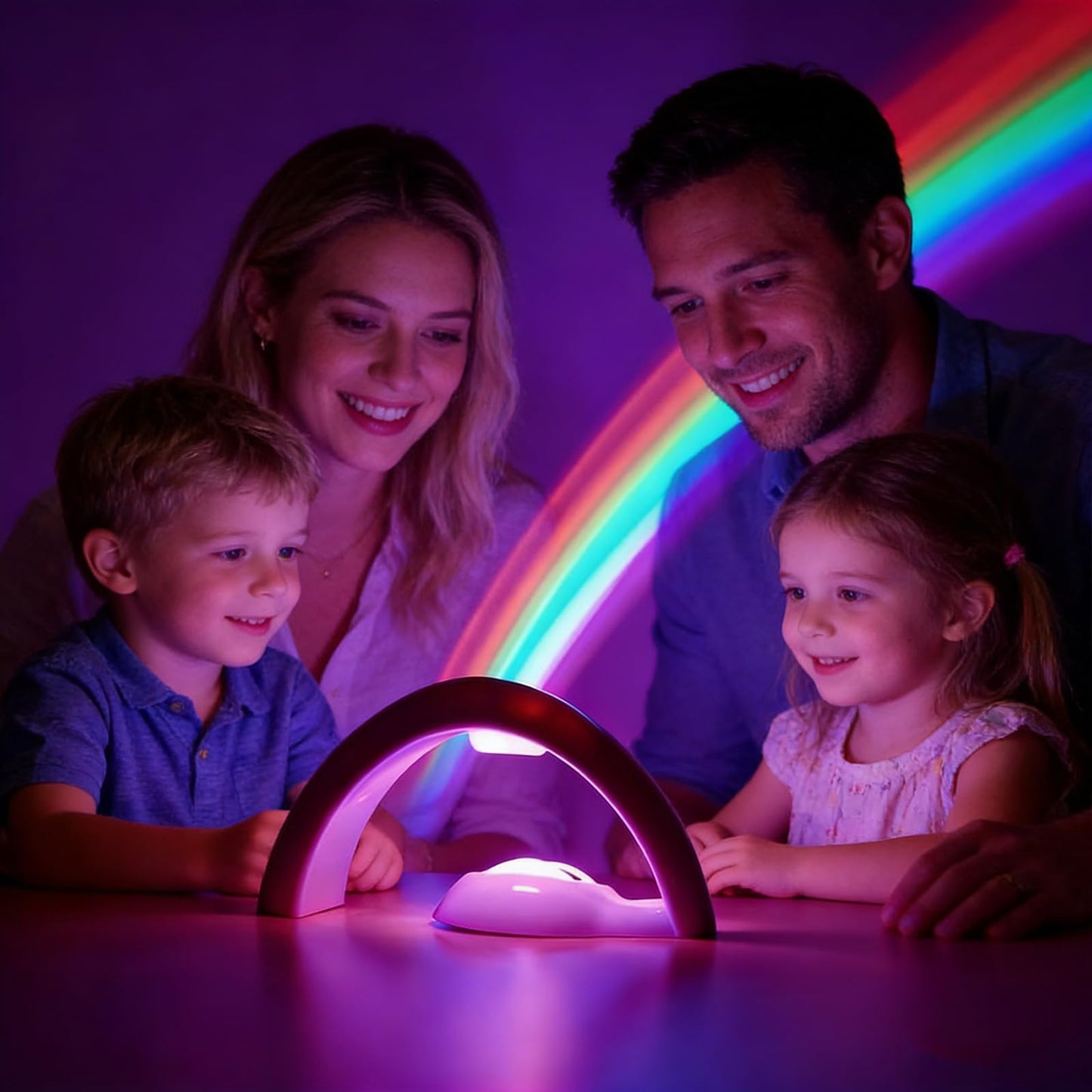 Rainbow Projector Night Light for Kids Bedroom, USB/ Battery Powered LED Rainbow Lamp with 10-Min Auto-Off Sleep Timer, Rainbow Projection Signs Wall Decor Birthday Gifts for Girls Boys Toddler