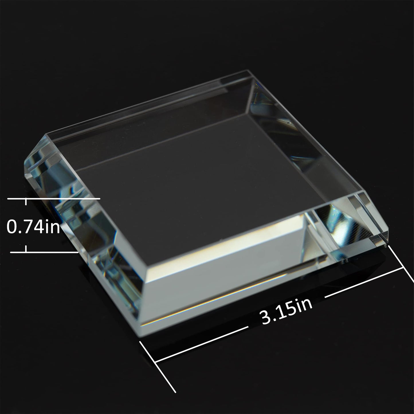 StayMax Clear Crystal Glass Square Display Base Display Stand for Collectibles (3.14inch*3.14inch*0.7inch)