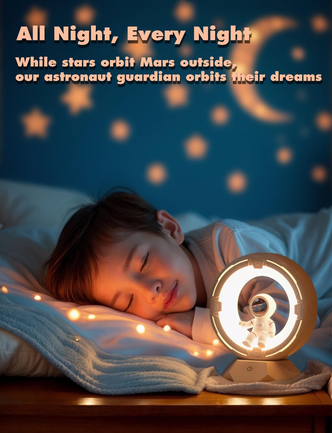 ILLUMYN Night Light Kids, Astronaut Space Night Light Lamp with 9-Level Cold Warm Light Rechargeable Dimmable Tap Touch Nightlight for Kids Children Toddler Bedroom Bedside Livingroom Desktop