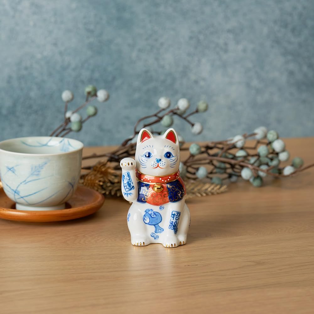 Lucky Cat 3.8 in Tradition of Seto Ware Good Luck Charm Porcelain 7437-Z-US