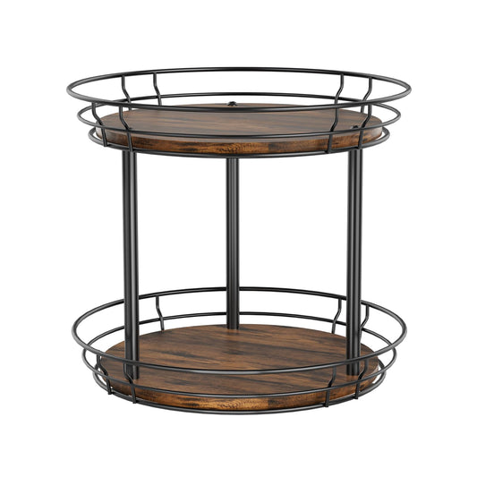 LAMU 10'' Lazy Susan Turntable Organizer, 2 Tier Round Rotating Spice Rack Organization for Kitchen Cabinet and Countertop, Wooden Lazy Susan for Table Top, Pantry, Bathroom, Vanity, Home Decor