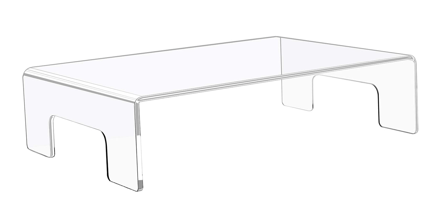 Jusalpha 6mm Thickness Clear Acrylic Display Riser with Tray Handles For Laptop, Notebook, Retail Display Food Display,12" x 8" x 3"