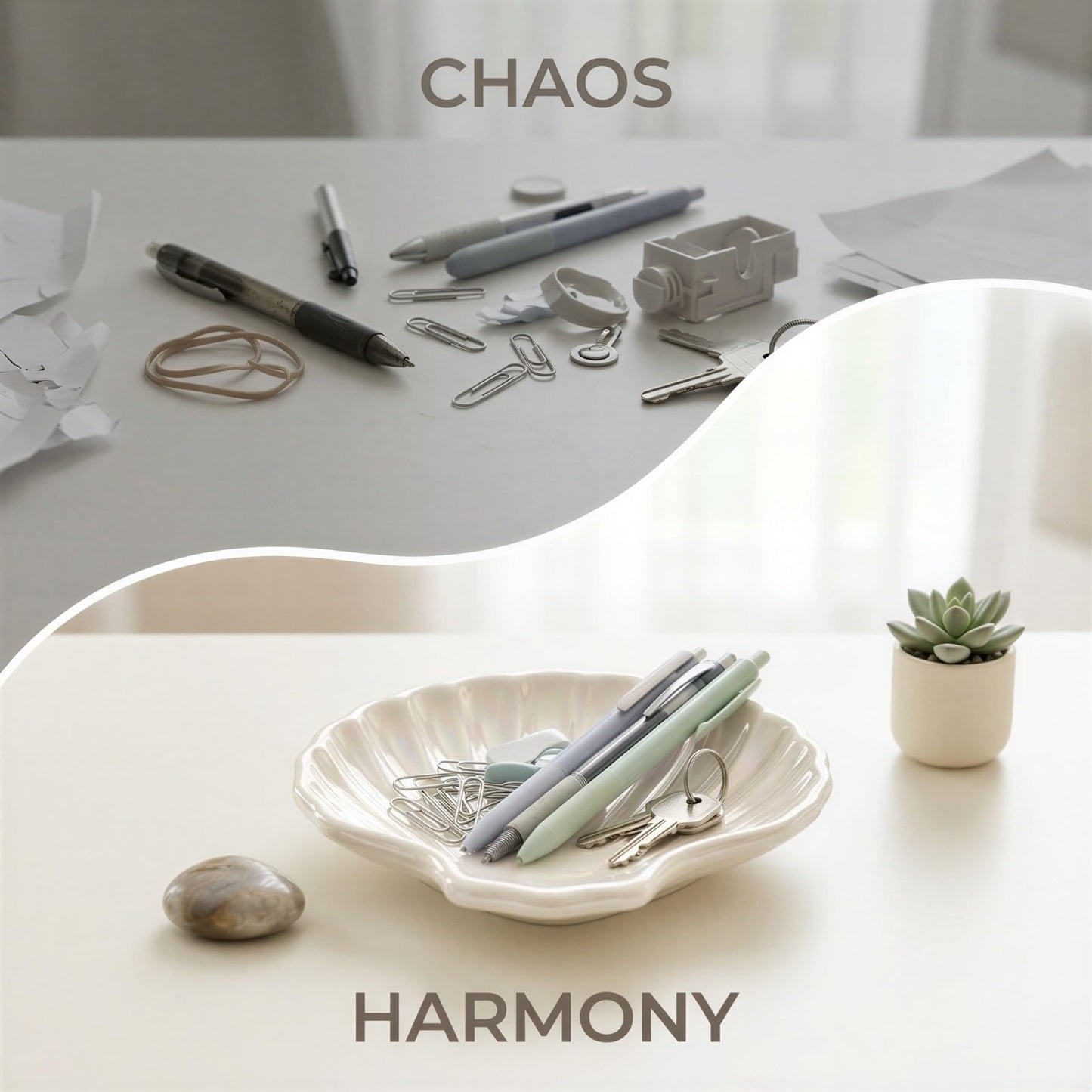 Toyosport 9 Pcs Ceramic Shell Dishes, 4.3 x 3.9 x 0.9 in Small Irregular Trinket Tray, Beach Style Decorative Organizer for Jewelry, Rings, Earrings, Keys, Home Bathroom Counter Decor (White)