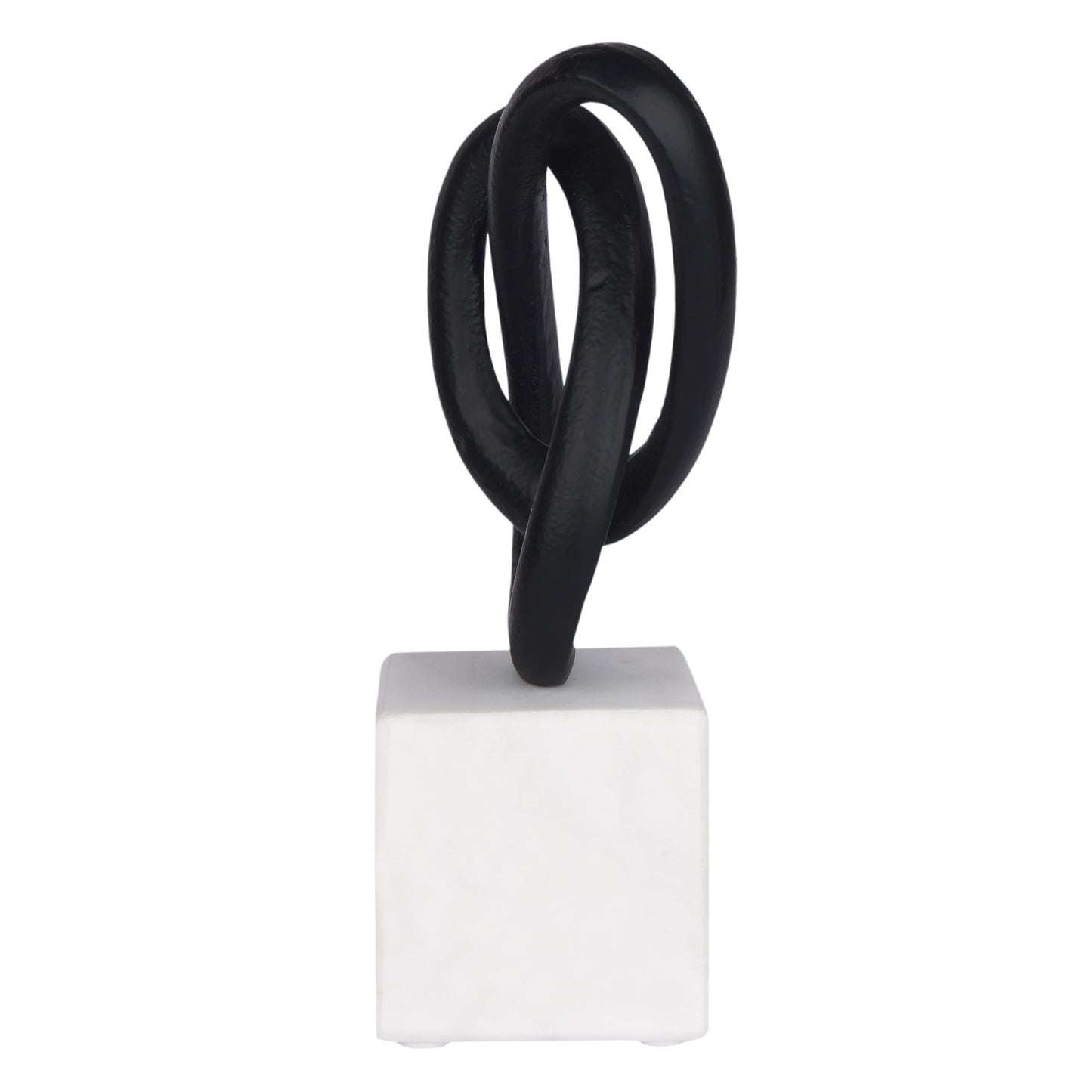 Cruiser’s Caché Entwined Love Sculpture, Artisan-Made Cast Aluminum with Black Anthracite Finish, Natural Marble Base, 10"