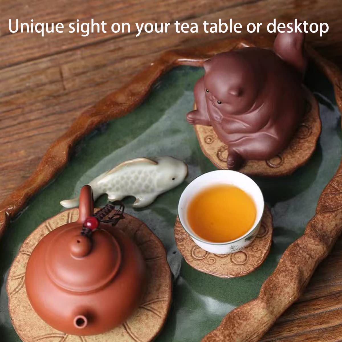 EAEDMY Purple Sand Figurine - Cute Kungfu Tea Pet Gift for Tea Lover Friend - Home Decoration Ornament (Angry Cat)