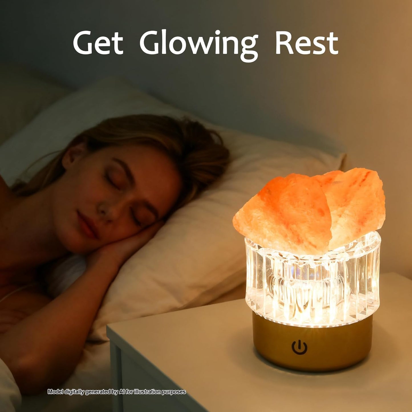 MYDAYS&DESIGN Himalayan Salt Lamp Natural Crystal Lamp, LED Light Dimmer with 3 Levels Cordless, Rocks Lamp Night Light Rechargeable for Room Home Decor Relaxation Ambiance (Orange)