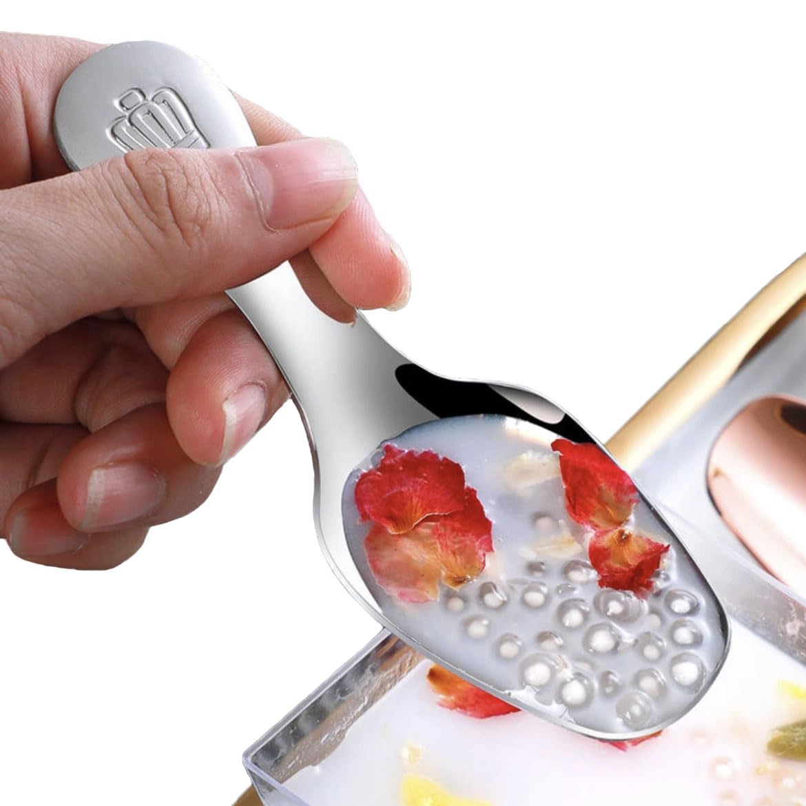 2 Pcs Short Handle Spoons - Stainless Steel Mini Scoops - Small Dessert Spoon for Salt, Dessert, Sugar, Coffee, Tea, Sugar, Honey, Spice, Ice Cream, Candy, Fit in Canisters