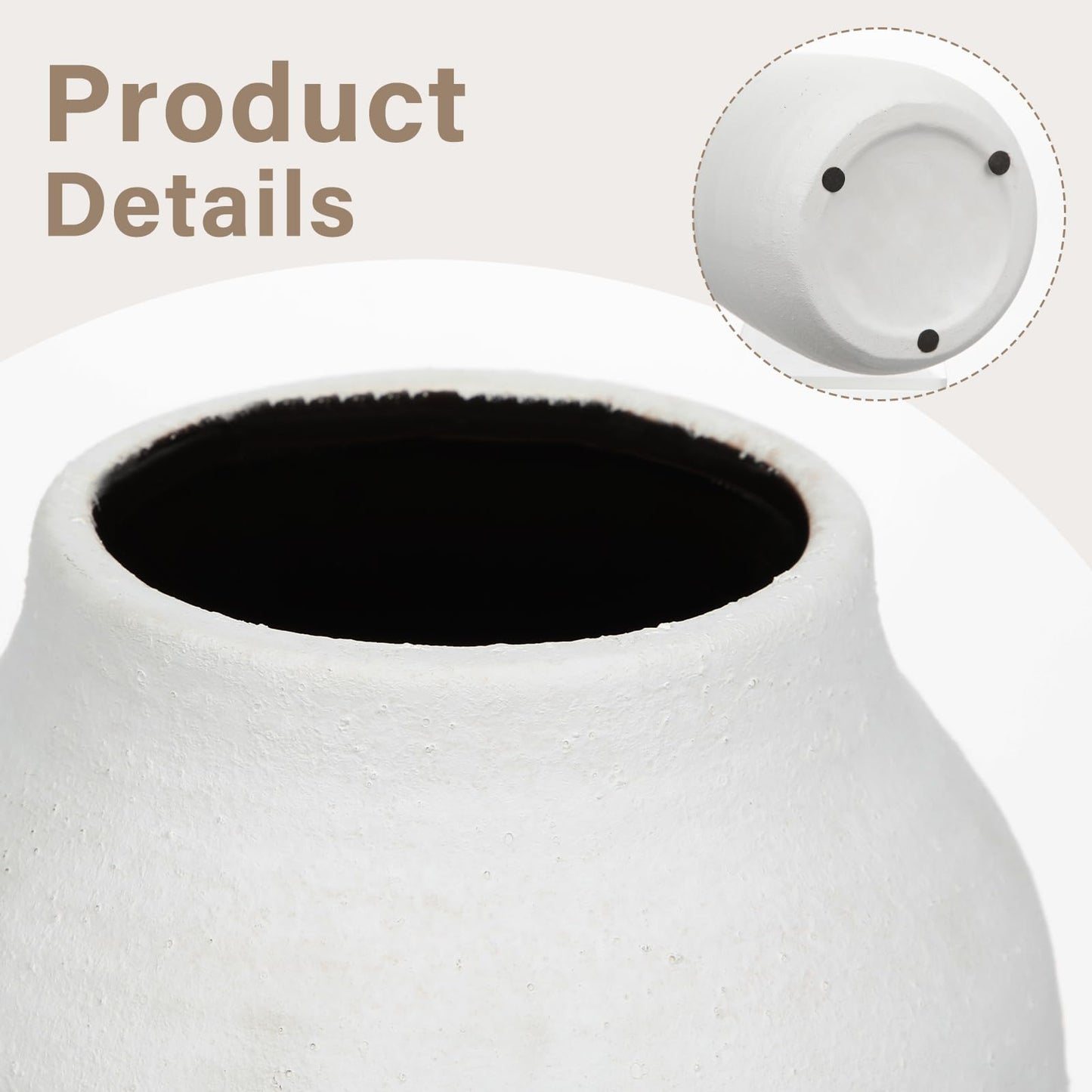Briful Farmhouse Ceramic Flowers Vase Home Indoor Decor, Modern Living Room Kitchen Table Vases, Dining Bedroom Bathroom Decorations for Office Coffee Desk Book Shelf Fireplace (9.4” Tall)