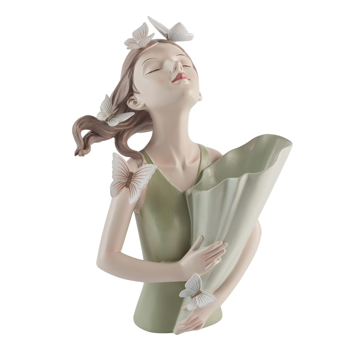 Girl with Butterflies and Vase Sculpture