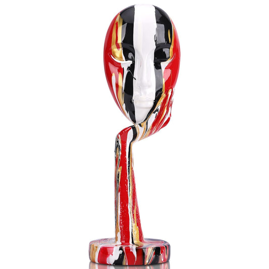 suruim Simple Creative Colorful Female Face Art Statue Thinker Sculpture Abstract Character Crafts Ornament Home Office Bedroom Living Room Study Decoration (Large-1 15.3in)