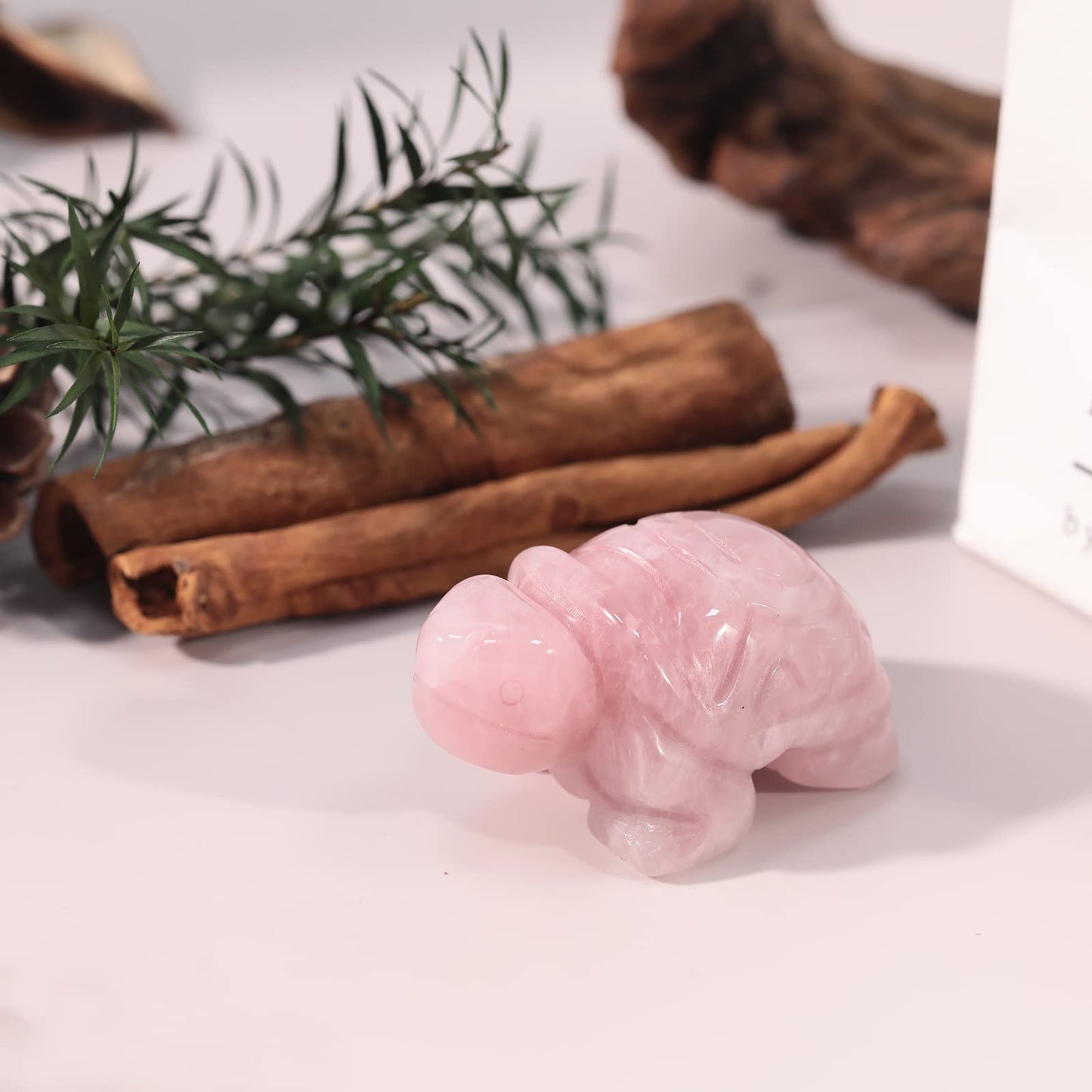 Loveliome Rose Quartz Crystal Turtle Figurine 2 Inch – Hand Carved Gemstone Statue for Desk Decor, Luck & Longevity Gift, Feng Shui Home Office Sculpture