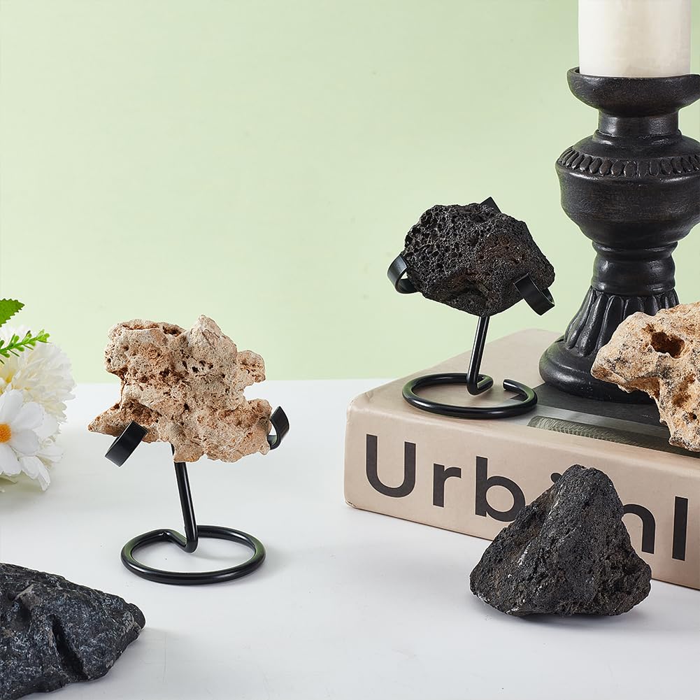 AHANDMAKER 2Pcs Crystal Ball Holder, Black Iron Arms Display Stand Sphere Display Holder for Small Gemstones Geodes Mineral Agate Home Office Decor, 8.05x2.44x3.46 inch