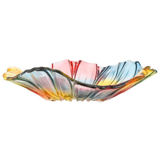 Gkesgm Art Sunflower-Shaped Crystal Glass Muti-Color Candy Tray, Tabletop Fruit Plates Dessert Plate Cake Plate，Wedding Home Decor，Christmas Decorative Bowl