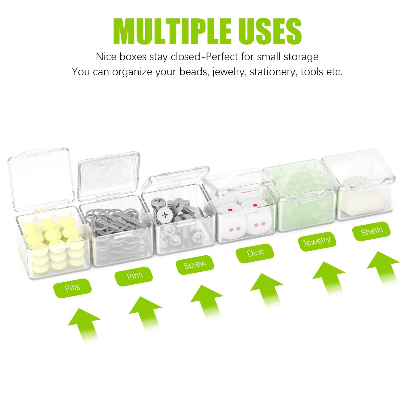 DOHIMGIO 30 Packs Plastic Stackable Organizer Container with Lids, Mini Containers for Beads, Glitter, Slime, Paint or Seed Storage - Black (Transparent)