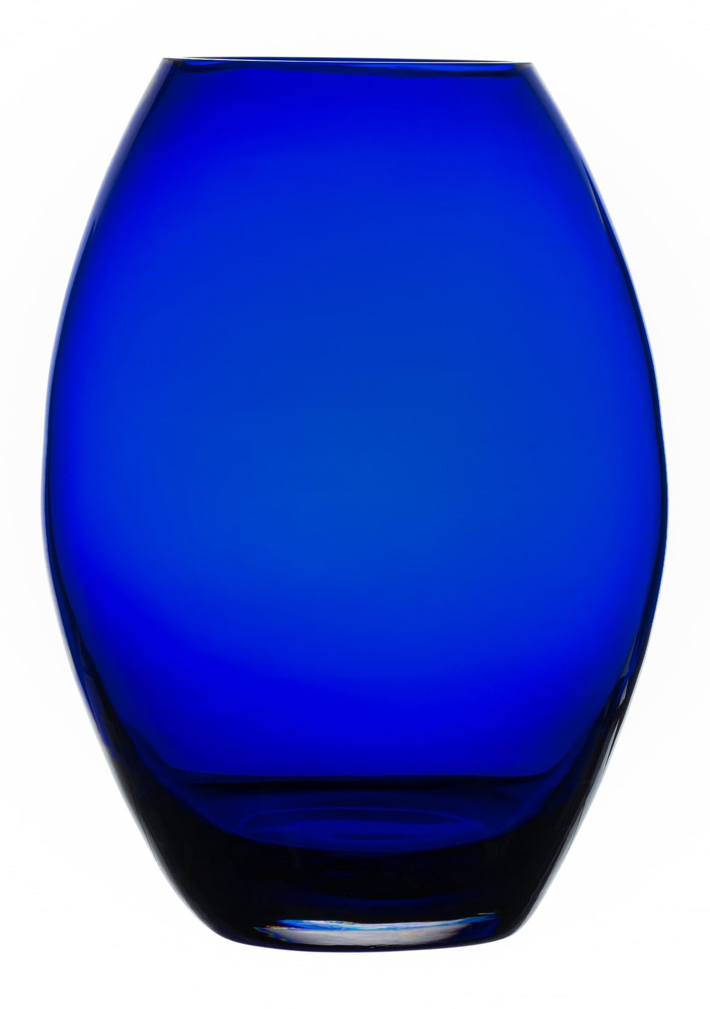 Barski Glass - Handmade - 10" H - (10 inches High) - Barrel Vase - Cobalt Blue - Made in Europe