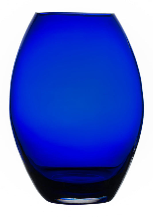 Barski Glass - Handmade - 10" H - (10 inches High) - Barrel Vase - Cobalt Blue - Made in Europe