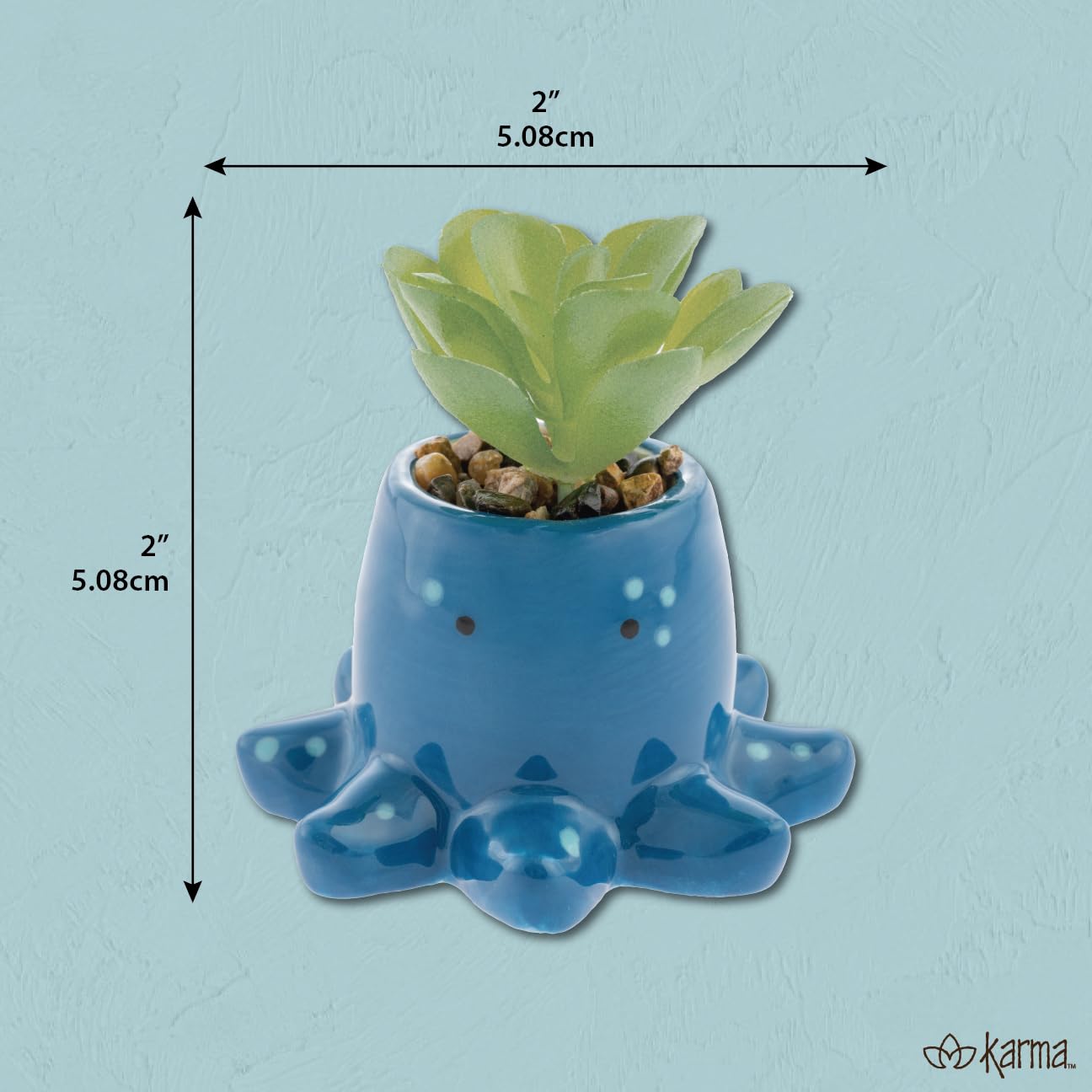Karma, Shaped Succulent Pot, Artificial Succulents in Ceramic Pot, Faux Mini Succulent Plant, Desk Decor, Office Plants, Succulent Décor Faux Succulent Plants Potted - Octopus