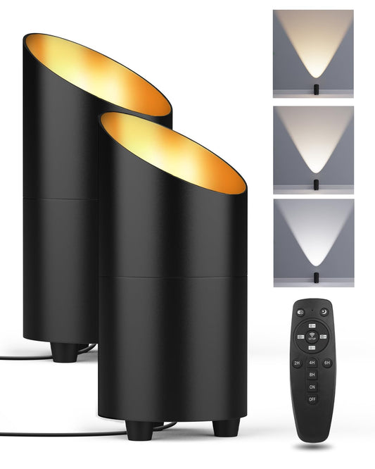 Abovizo 2 Pack Uplighting Indoor, LED Floor Can Lights with Remote and Timer, 3 Color Temps Dimmable Spotlight for Corner Sofa Plant Home Accent Lighting, 5.9 FT Plug Cord & Foot Switch, Black