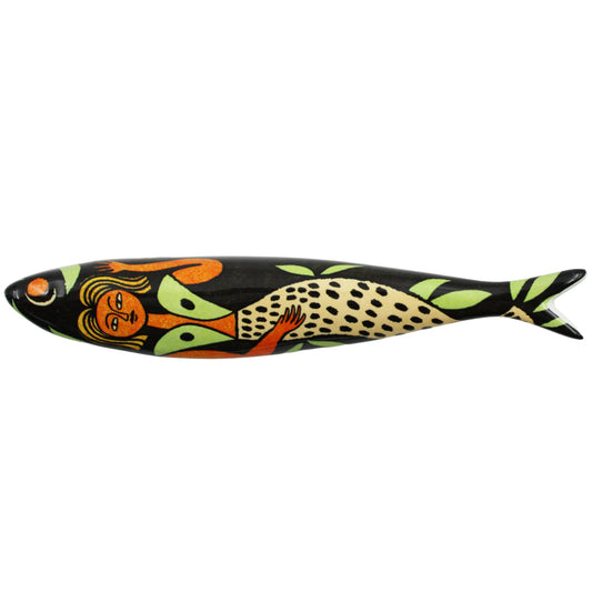 Bordallo Pinheiro + Sardine + Magical Mermaid by Enikõ Eged + H 1" W 7" L 1" + Multicolor