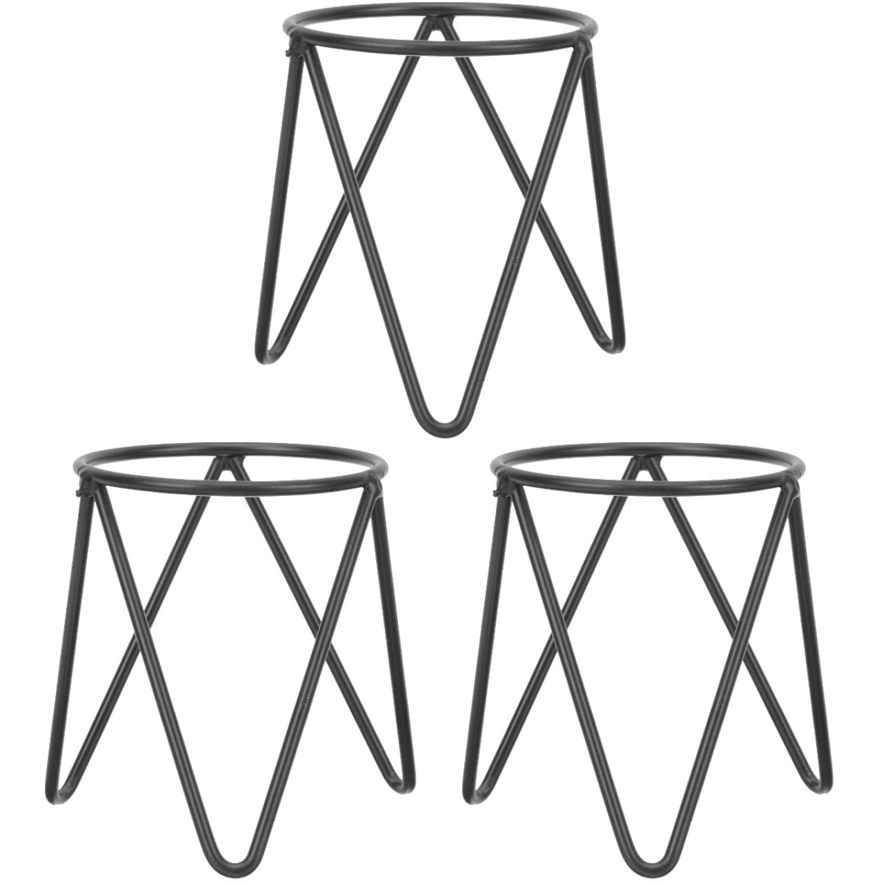 Amosfun Crystal Ball Display Stand 3-Pack Metal Geometric Sphere Holder 3.54X8.85X2.95 Inch for Hydroponic Vase Plant Pot Egg Stand Decorative Ornament Display