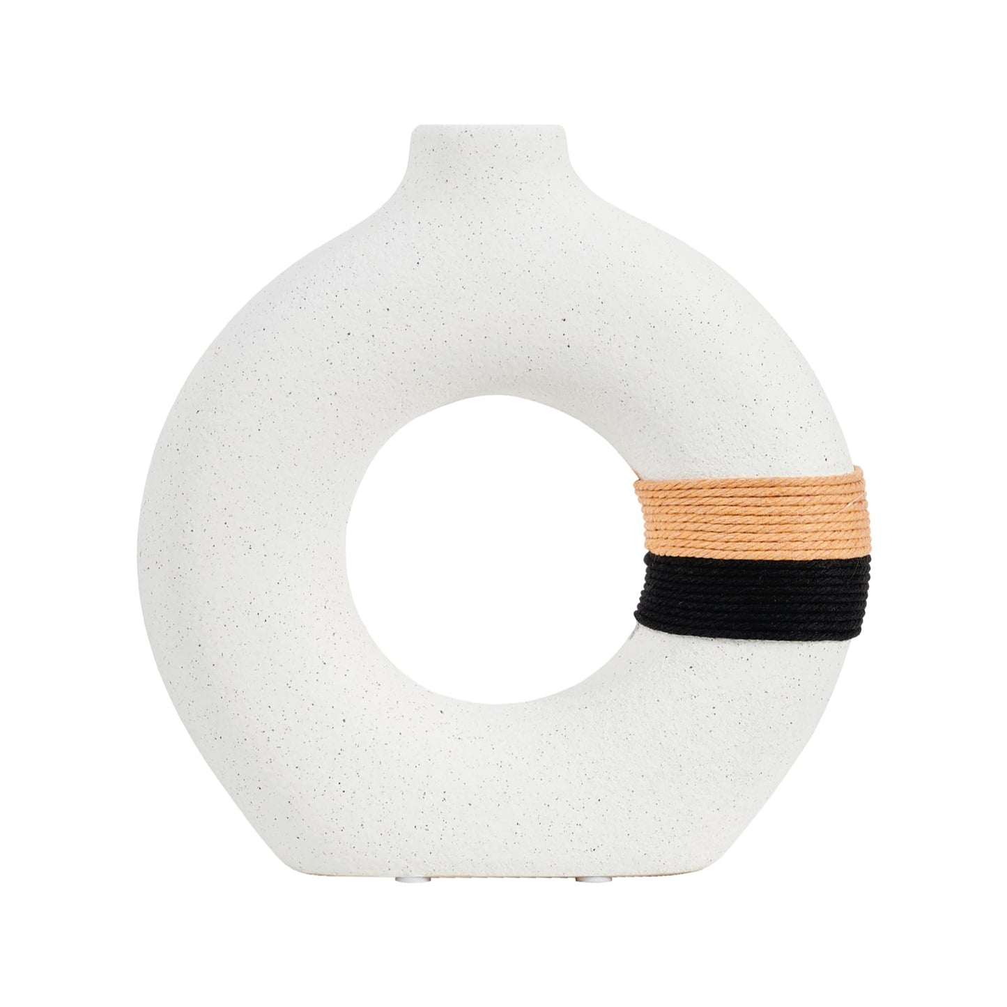 Decorative Modern Donut Shape Ceramic Vase, 1 Vase Included, Size M