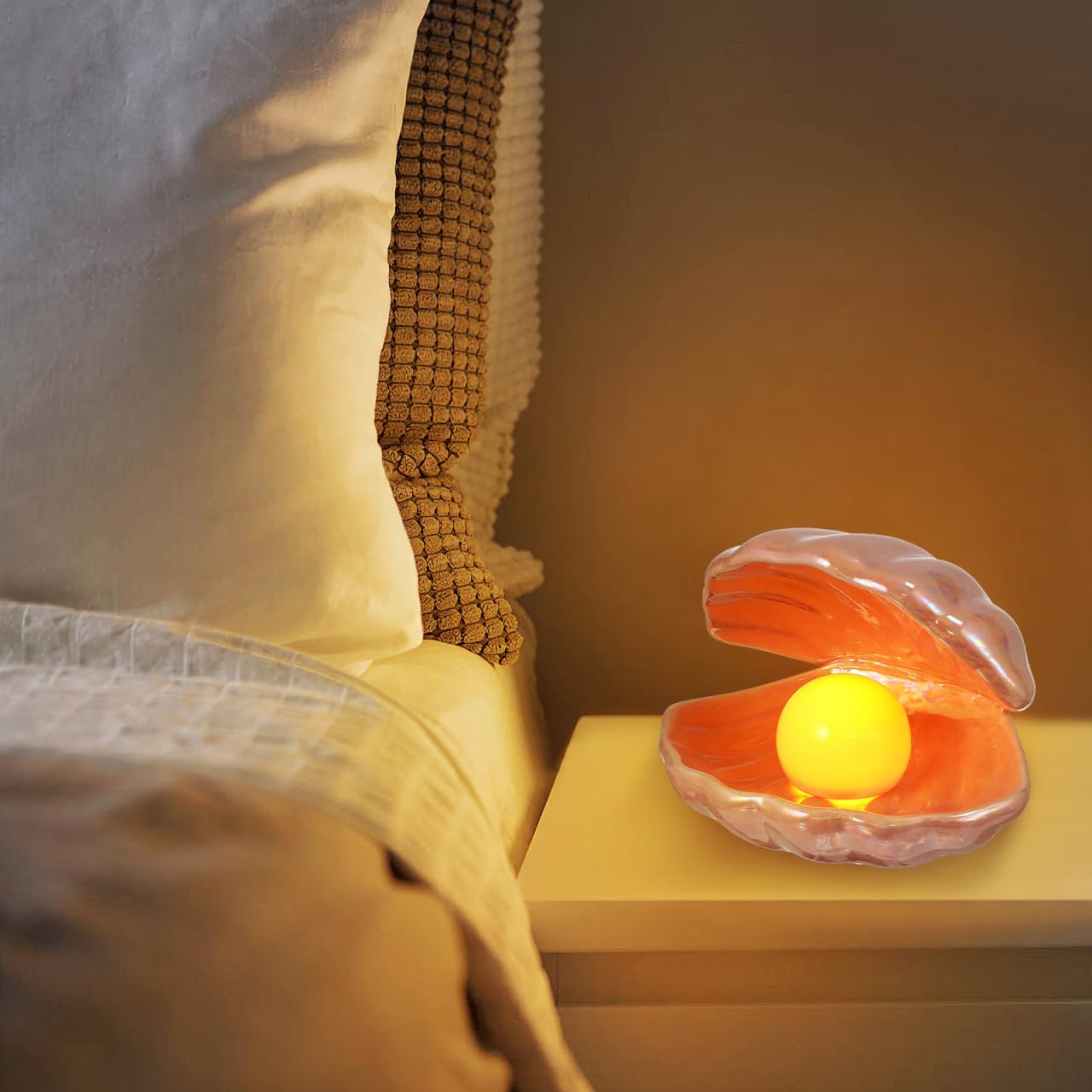 IMIKEYA Shell Light LED Seashells Mood Lamp Portable Night Light in Shell Desktop Ornament Home Decor for Bedroom Living Room Ocean Beach Decor