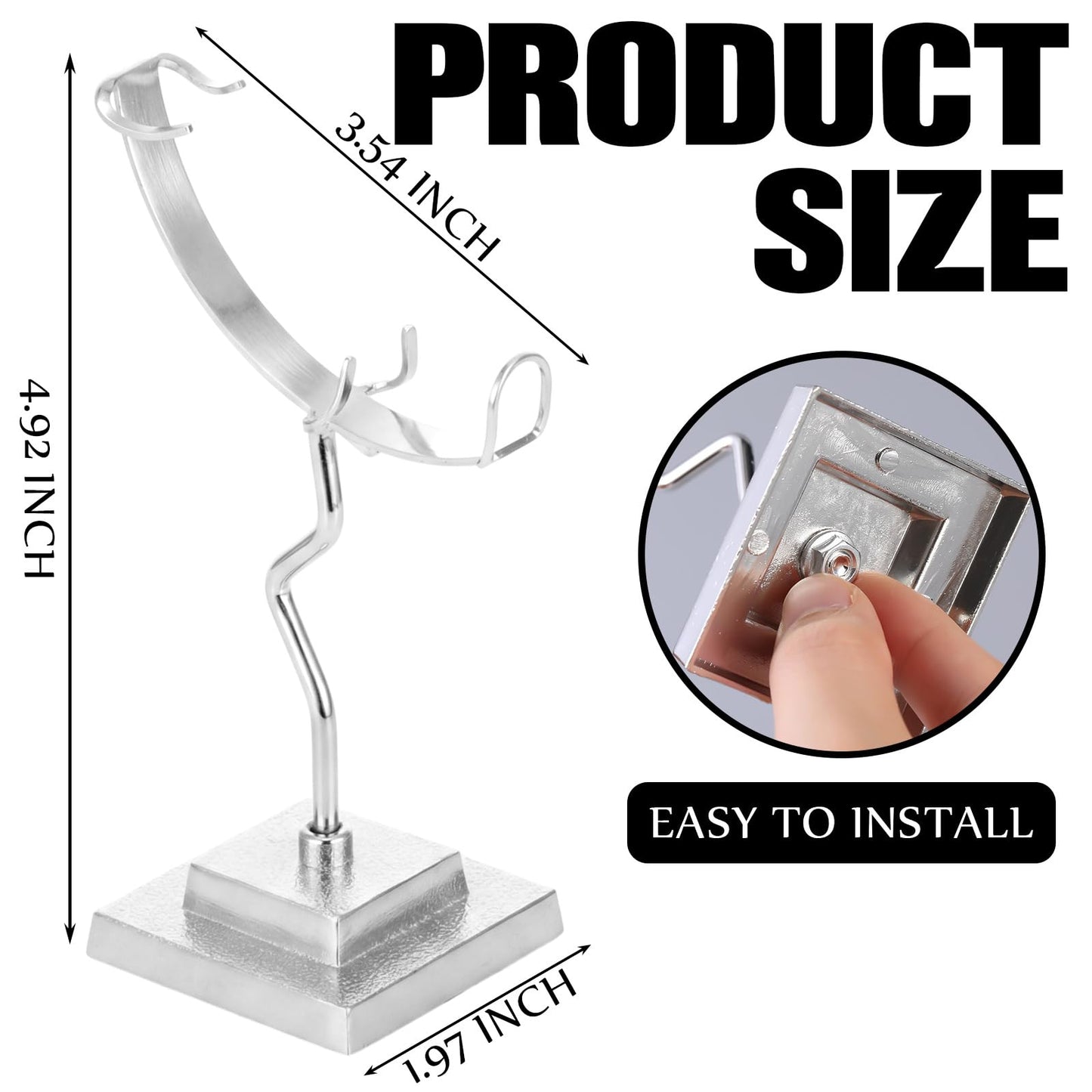 BrightRow 2 Pcs Moon Crystal Holder Rock Display Stand Moon Shaped Crystal Display Gemstones Holder Metal Rock Stands with Base for Gemstones Mini Balls Geodes Mineral Agate Home Office Decor(Silver)