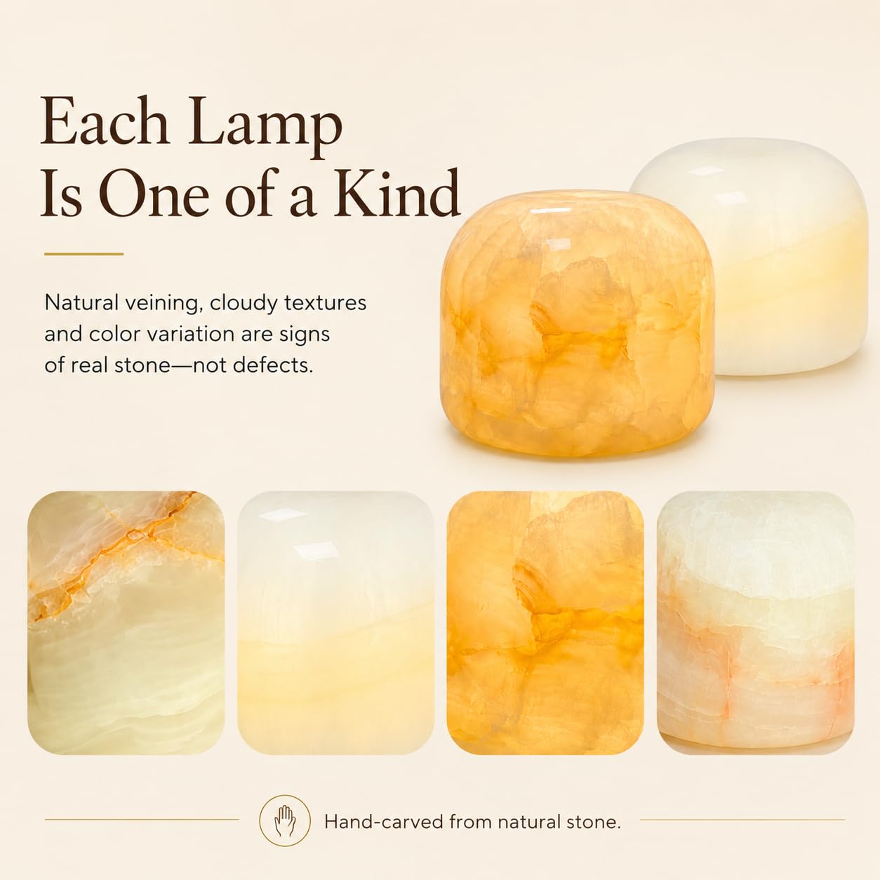 Lierlava Natural Marble Tap Lamp,Hand-Carved Stone Ambient Light,