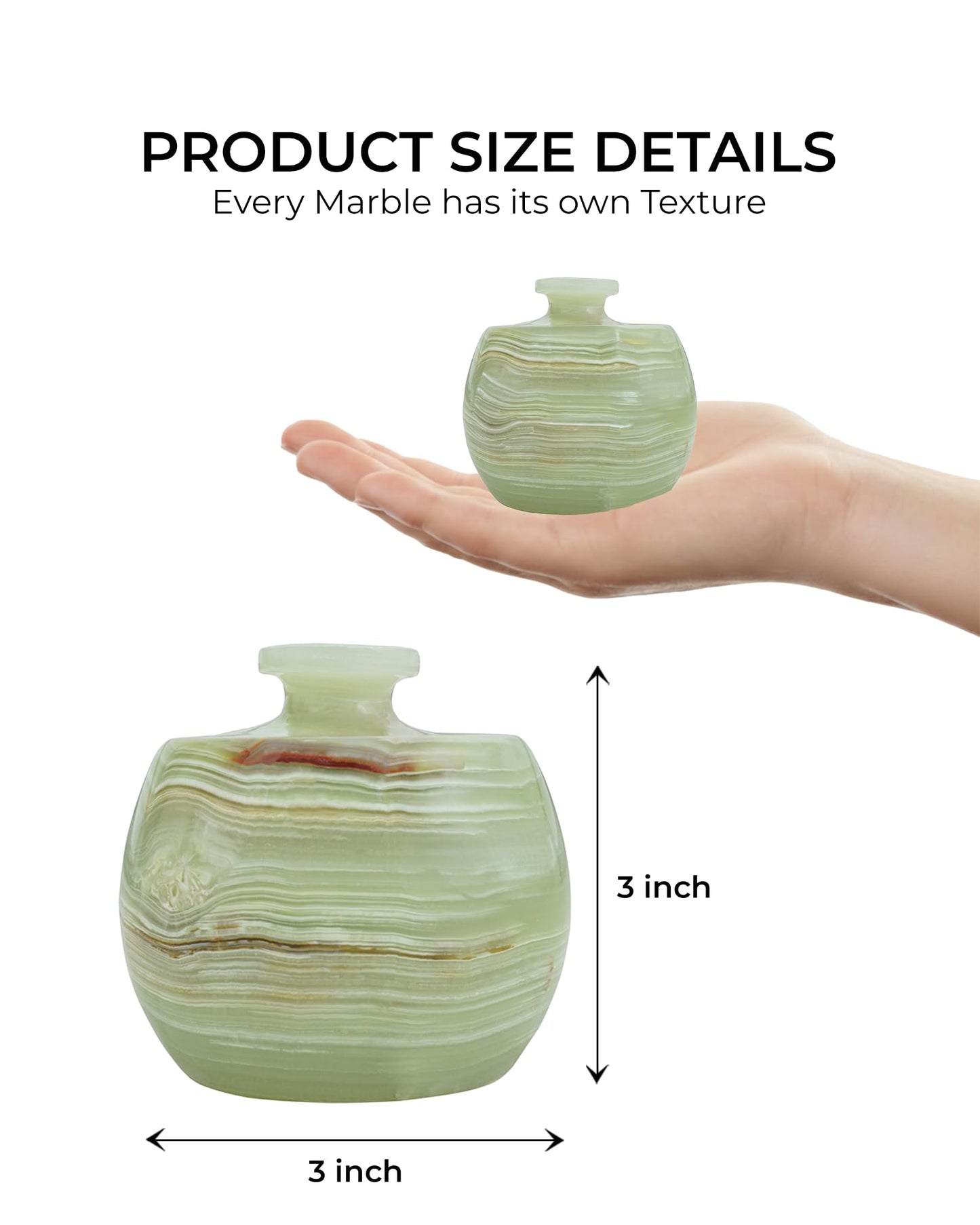 UrbanFocal Natural Marble Candy Jar Handmade Cover Pot Storage - Deep Covered Kitchenware Jar Container, Onyx Green