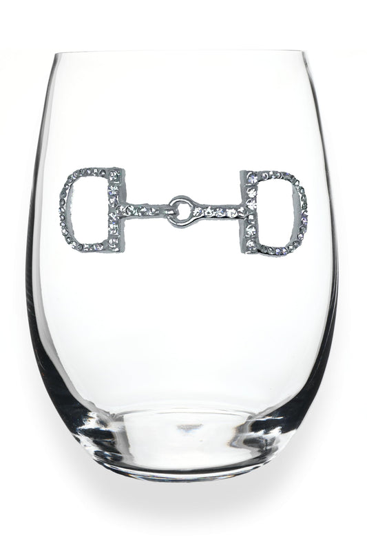 THE QUEENS' JEWELS Horse Bit Jeweled Stemless Wine Glass, 21 oz. - Unique Gift for Women, Birthday, Cute, Fun, Not Painted, Decorated, Bling, Bedazzled, Rhinestone