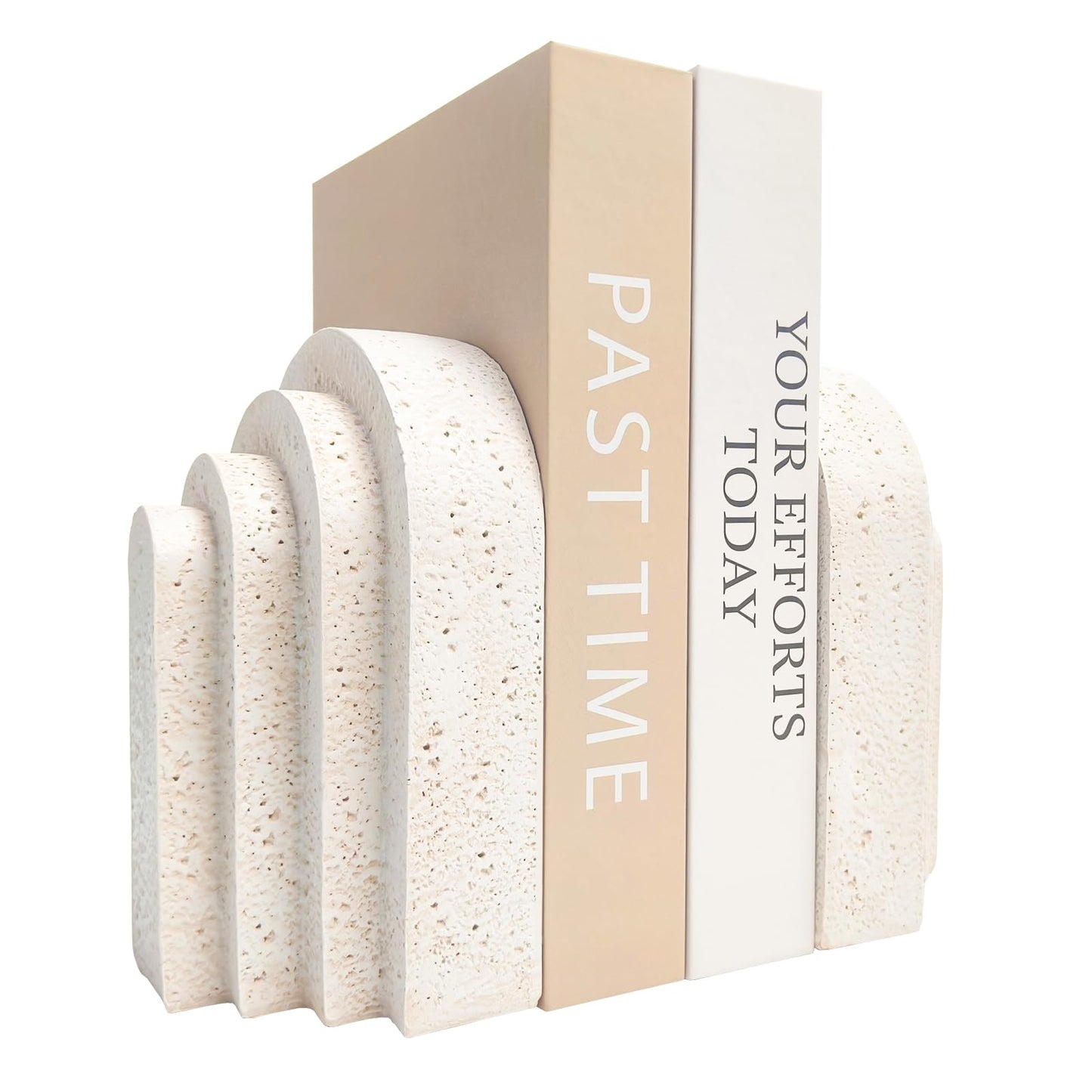 Heavy Duty Book Ends for Shelves, Decorative Book Stopper for Shelves, Resin Decor Bookends for Heavy Books, Modern Home Decor Aesthetic Bookend Aesthetically Pleasing Layered Arch Design, Set of 2