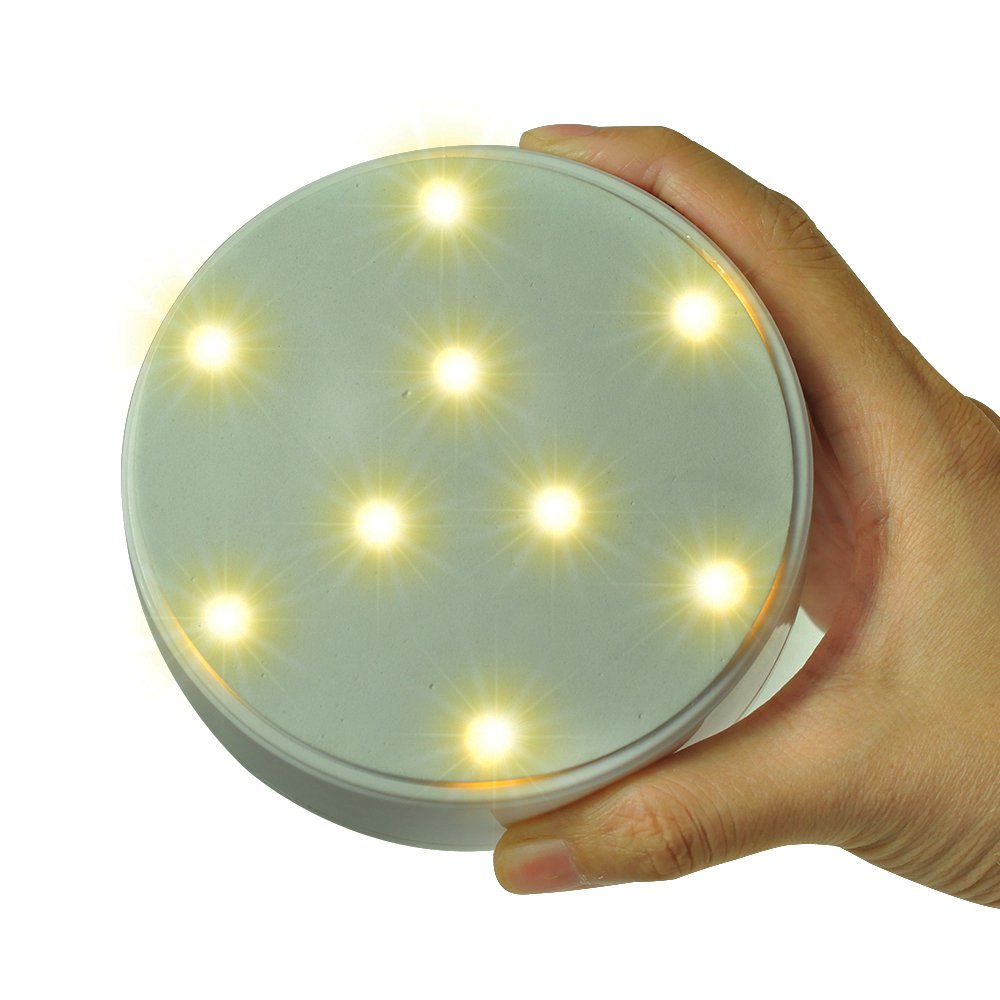 Kitosun 4inch Round LED Base Vase Light with 9 Super Bright LEDs for Centerpiece Vase Lighting Decoration Operated by 3aa Batteries Warm White Lights (Warm White)