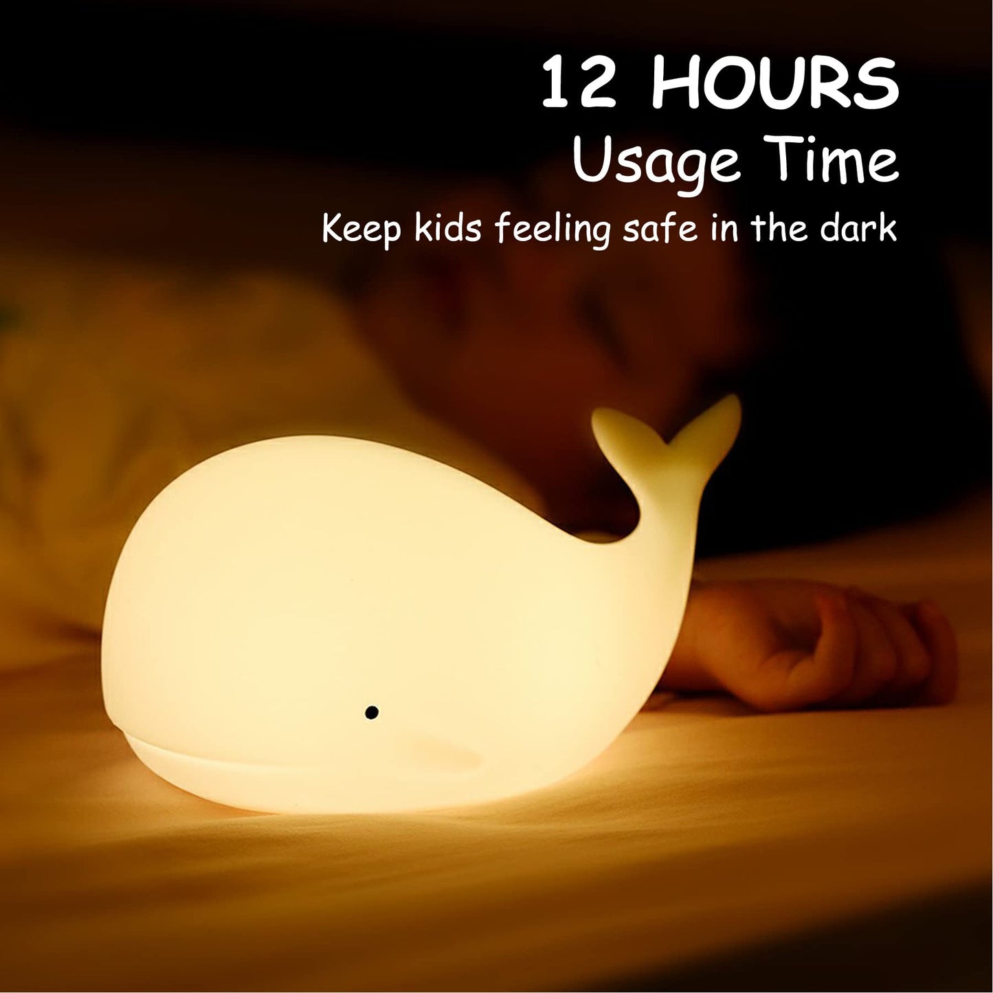 TriPro Under the Sea Nursery Decor Night Light, Soft Silicone Whale Lamp for Baby & Toddler Room, Ocean Theme Nursery Nightlight, Rechargeable Safe Bedside Light