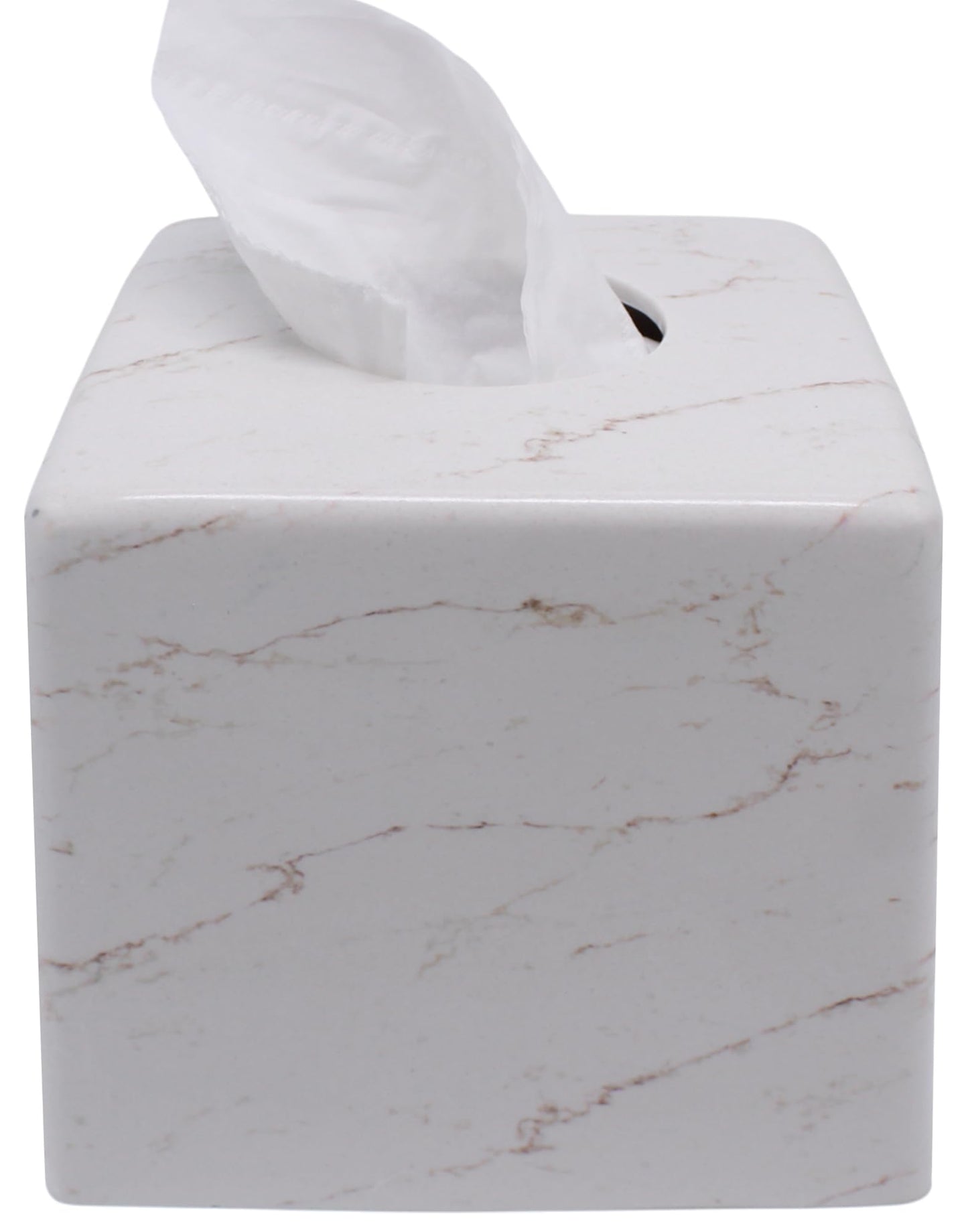 Huitony Square Tissue Box Cover Decorative Kleenex Box Holder for Bathroom & Living Room with Handcrafted Texture (Marble-B)