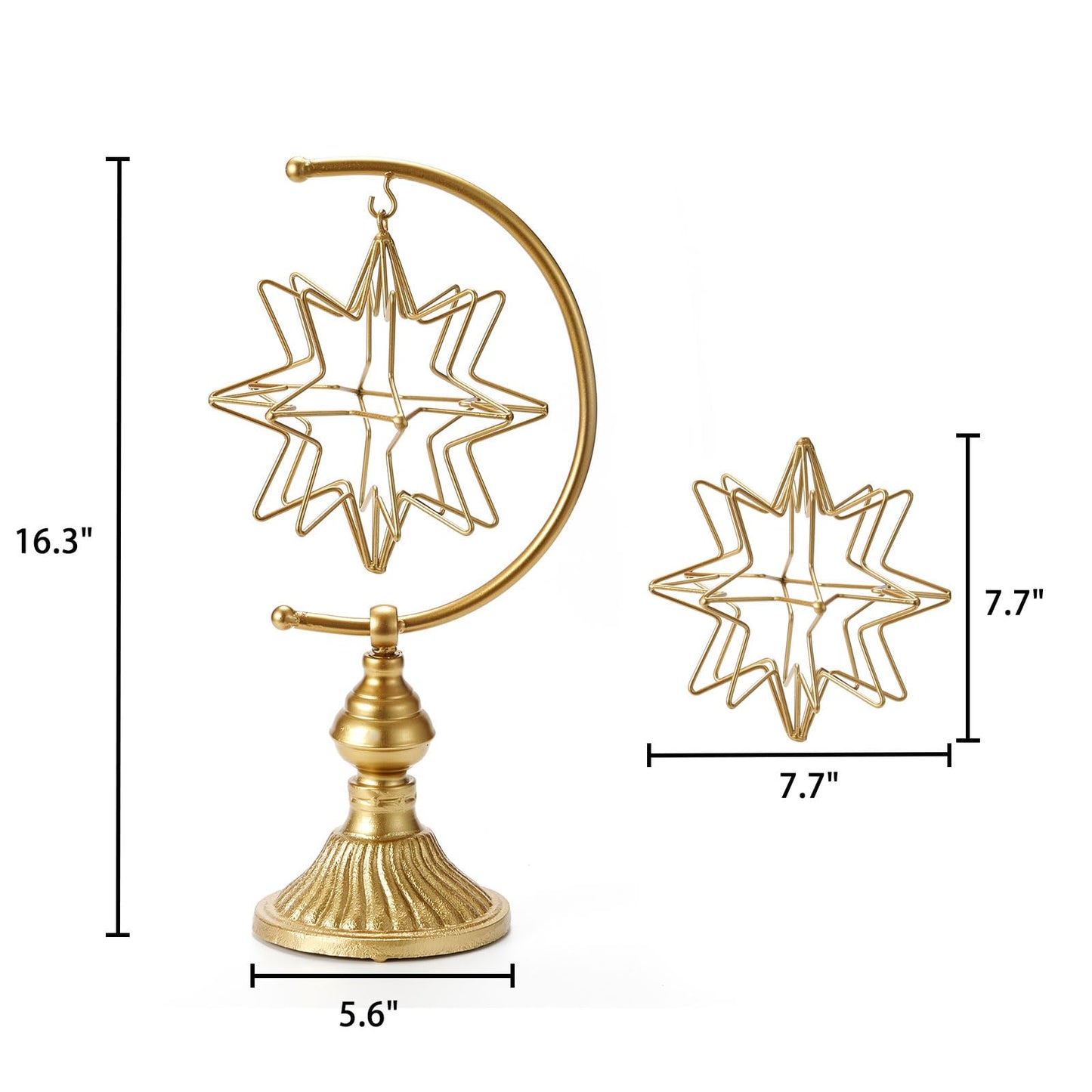 HLQMFHT 5.6" W x 16.3" H Metal Geometric Abstract Sculpture on Cast Iron Base,Metal Geometric Sculpture Decor Sphere, Tabletop,Living Room,Study,Bedroom,Home Decor