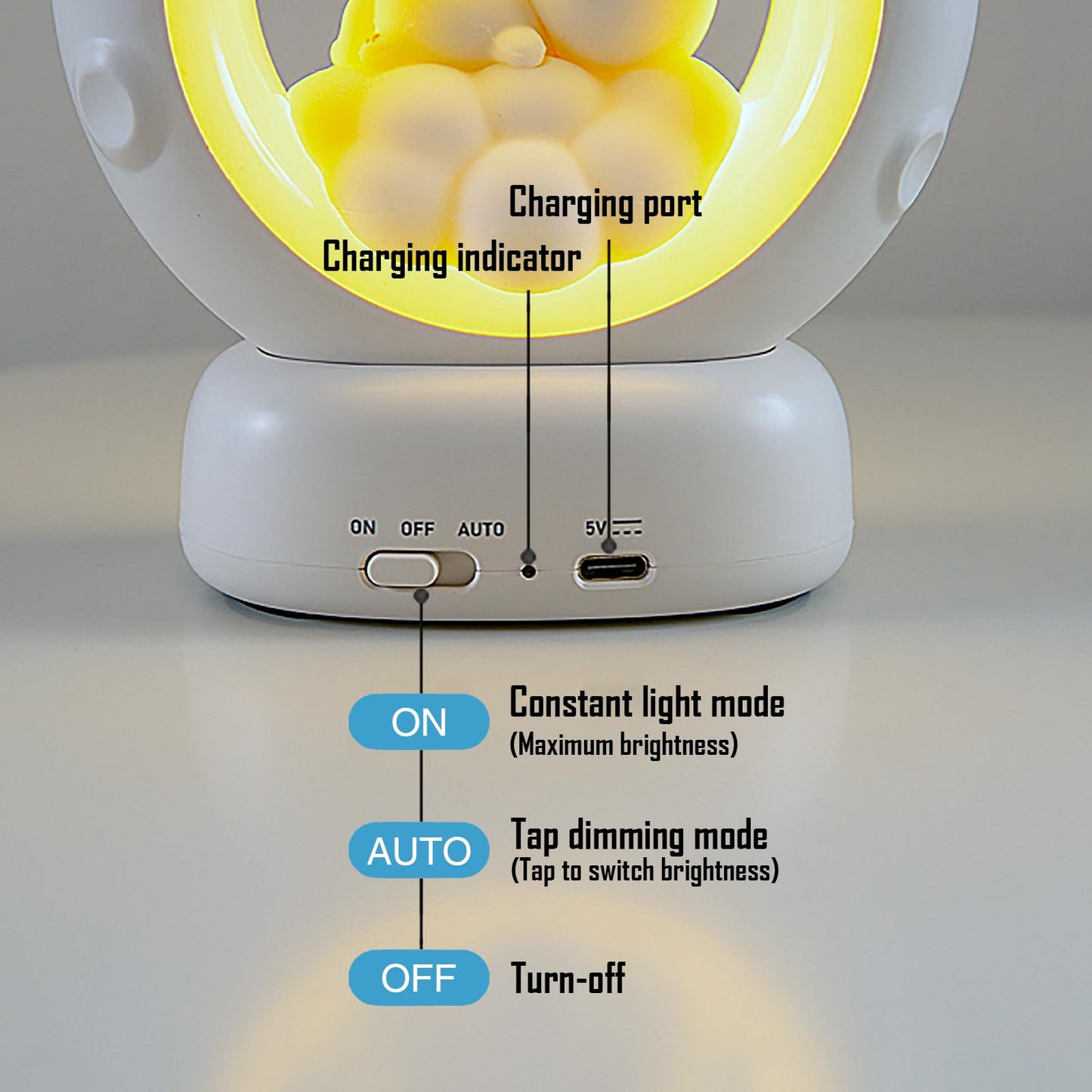 kvppvt Moon and Cat Rechargeable Night Light, Safe PVC and ABS Material, 3 Brightness Levels, Tap Control, Warm Light, Toddler Sleeping Lamp, Bedroom Night Lamp, Gift for Baby and Kid (Moon and Cat)