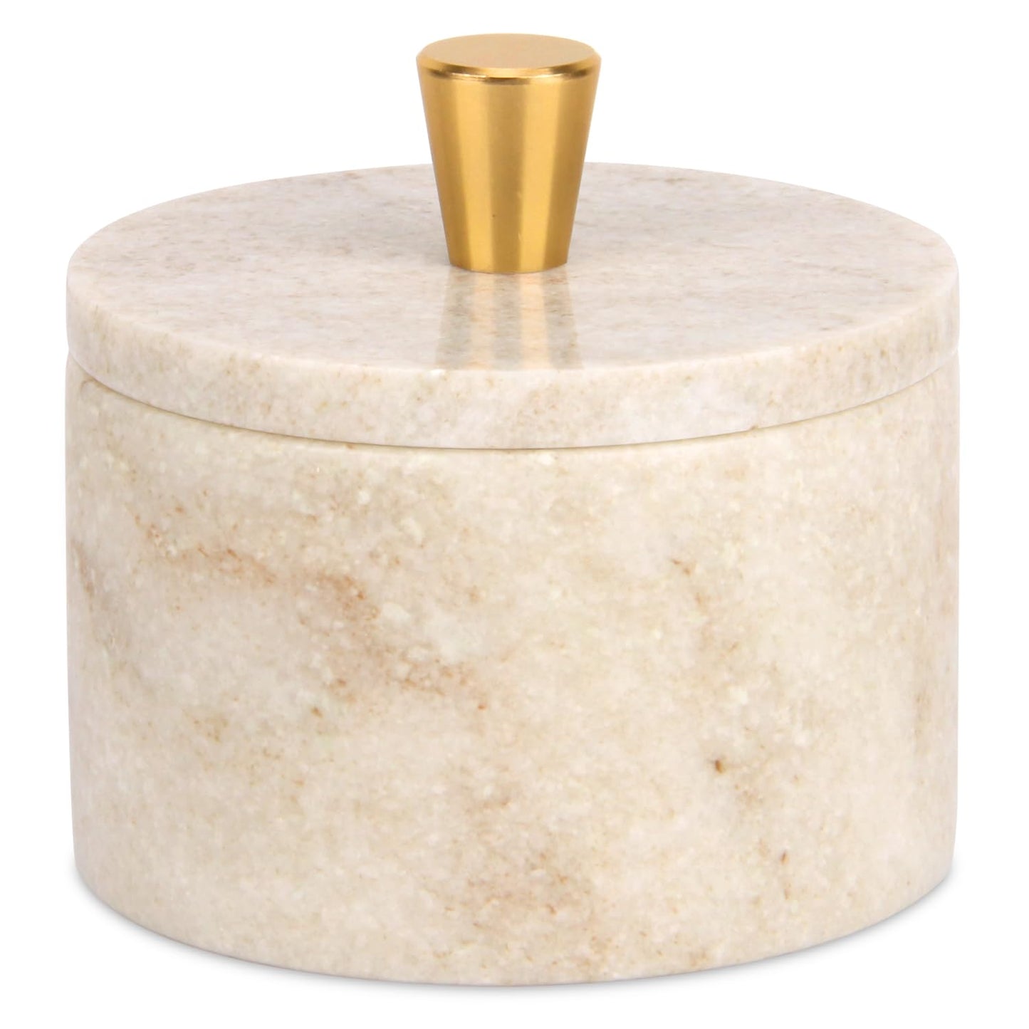 Stonemanus Marble Salt Cellar with Lid, 4 inch Natural Stone Salt Pepper Box, Alloy Lid for Kitchen Countertop Storage (Viva jade, 4 * 3.5)