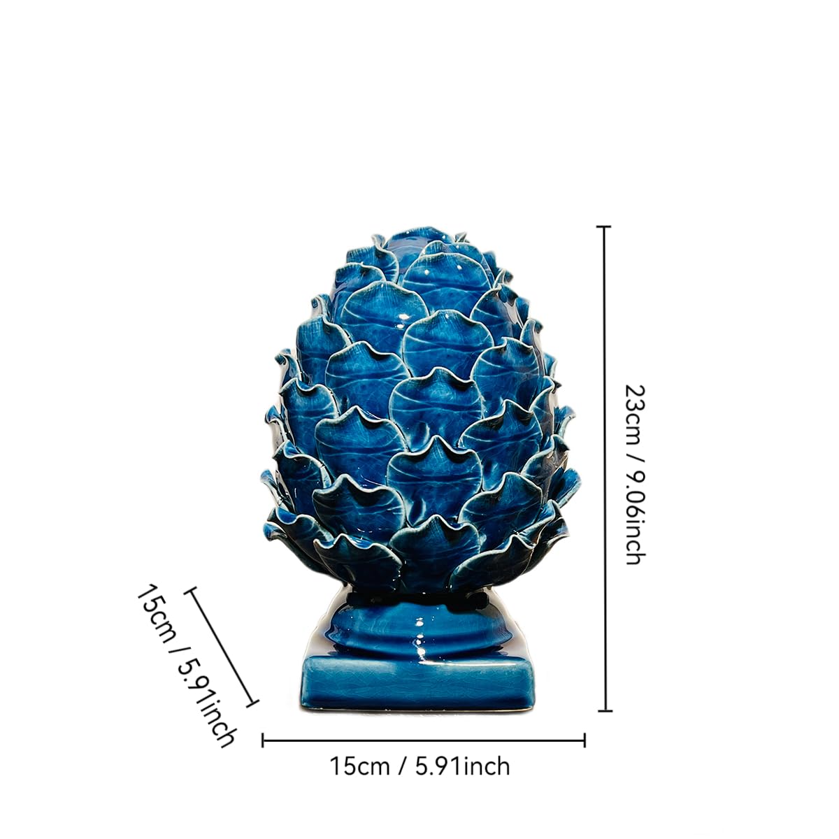 CIBAOF Blue Ceramic Artichoke Statue
